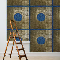 Mosiac Square Muster Blue Gold Peel Stick