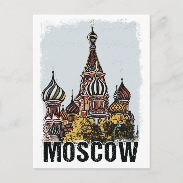 Moskau City Streets Vintage Travel Poster Series Postkarte (Vorderseite)