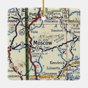 Moskau Idaho Vintage Karte Keramikornament