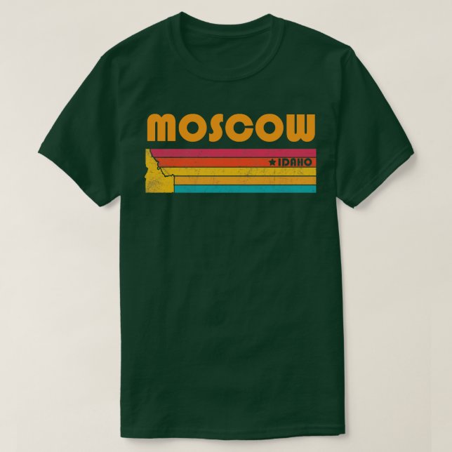 Moskau Idaho Vintages zerrüttetes Souvenir T-Shirt (Design vorne)