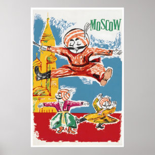 Moskau Kunst Russland Reiseplakat Russisch Tanzend Poster