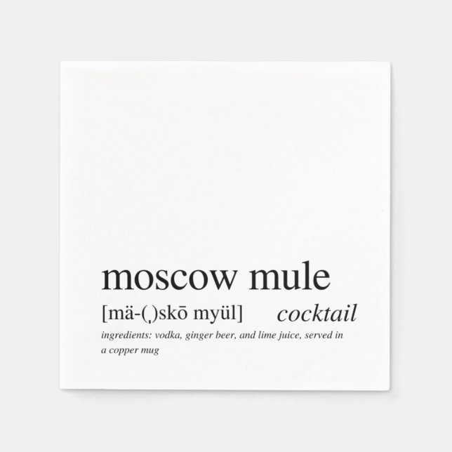 Moskau Mule Modern Zitat Black Typografy Cocktail Serviette (Vorderseite)