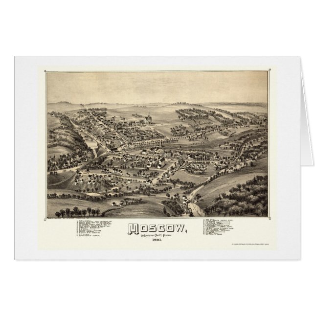 Moskau, panoramische Karte PAs - 1891 (Vorderseite (Horizontal))