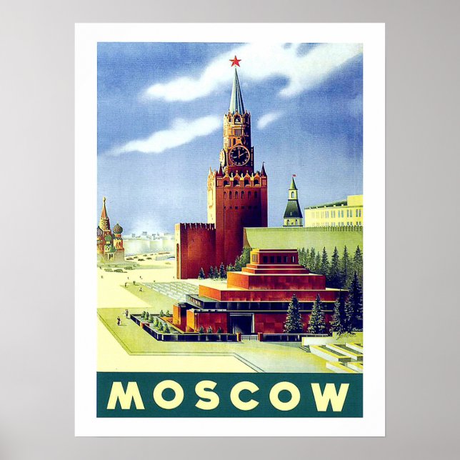 Moskau, Roter Platz, Russland, Vintag, Reiseplakat Poster (Vorne)