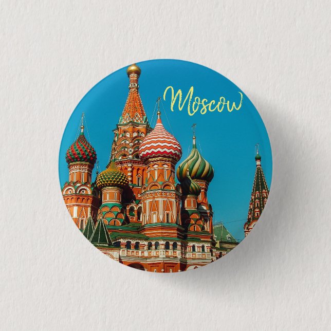Moskau Roter Platz St Basil's Russia Button Button (Vorderseite)