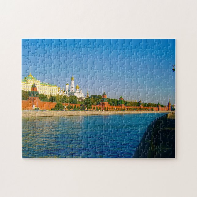 Moskau Russland Architektur des Kremls Moskva Flus Puzzle (Horizontal)