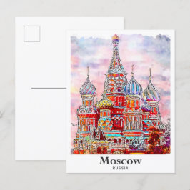 Moskau Russland Dänemark Wasserfarben Hand gezogen Postkarte