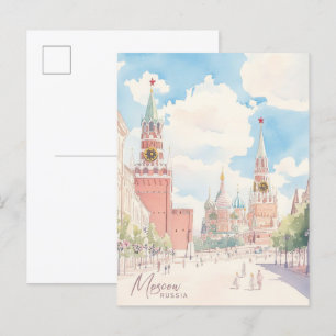 Moskau Russland Gouache-Malerei-Illustration Reise Postkarte