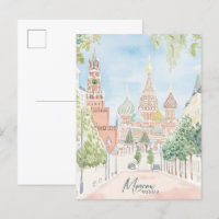 Moskau Russland Gouache Paint Illustration Travel