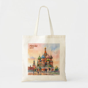 Moskau Russland Kathedrale Farbige Aquarell-Reise Tragetasche