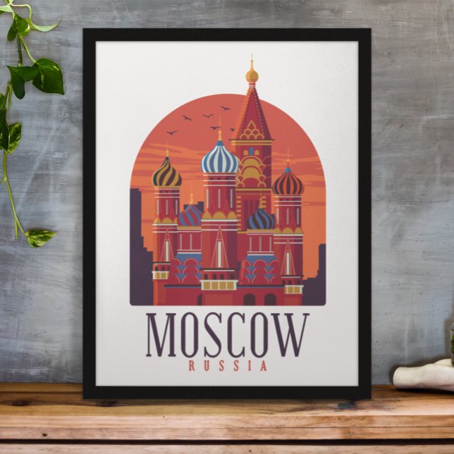 Moskau Russland Kreml Skyline Poster (moscow russia skyline travel poster)