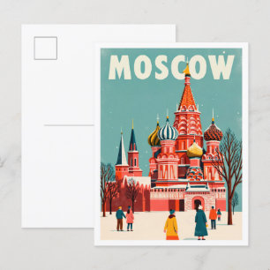 Moskau Russland Kunstkunst Vintage Illustration Postkarte