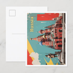 Moskau Russland Pop-Art-Reiseillustration Postkarte