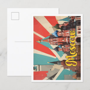 Moskau Russland Pop-Art-Reiseillustration Postkarte