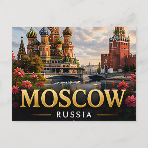 📍 Moskau Russland Reise Andenken Stadt Reisende Postkarte