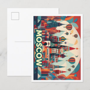 Moskau Russland Reise künstlerisch bunt Postkarte