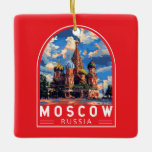 Moskau Russland Reisekunst Vintag Keramikornament<br><div class="desc">Moskauer Retrovektor-Reisedesign. Moskau,  am Moskauer Fluss im Western Russlands,  ist die kosmopolitische Hauptstadt der Nation.</div>