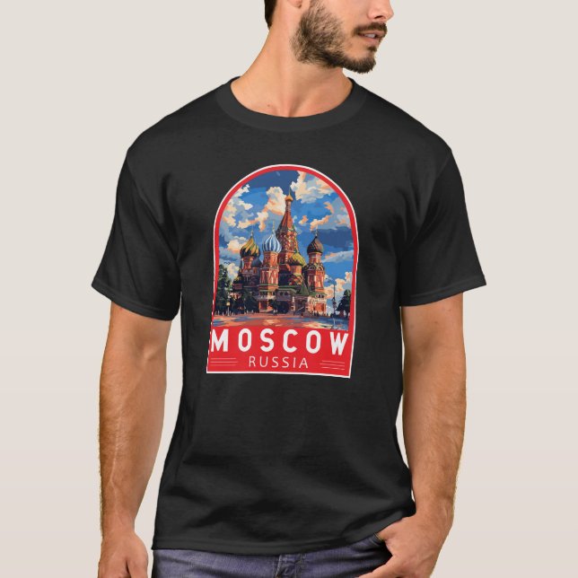 Moskau Russland Reisekunst Vintag T-Shirt (Vorderseite)
