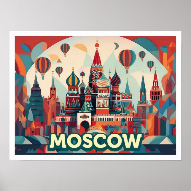 Moskau Russland Reisen künstlerisch farbenfroh Poster (Vorne)