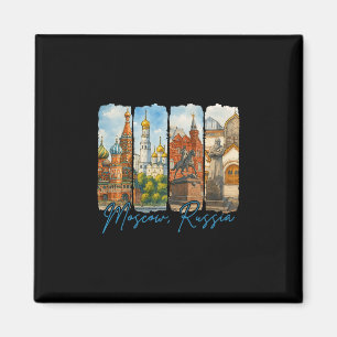 Moskau Russland Reisende Reise Pinselstrich Souven Magnet