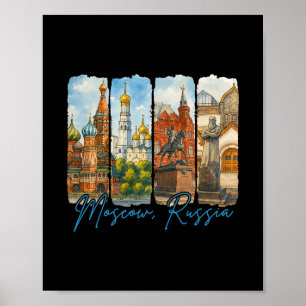 Moskau Russland Reisender Trip Pinselstrich Souven Poster