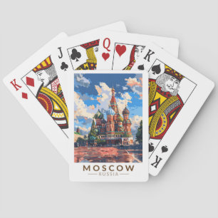 Moskau Russland Roter Platz Reise Kunst Vintage Spielkarten