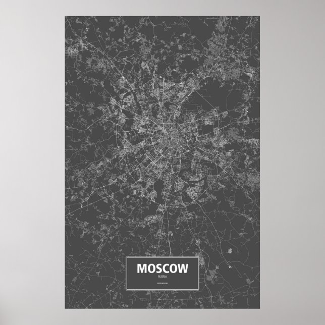 Moskau, Russland (schwarz weiß) Poster (Vorne)
