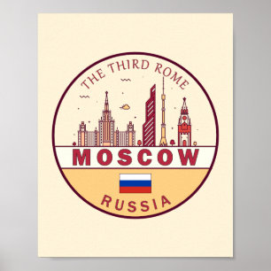 Moskau Russland Skyline Emblem Poster