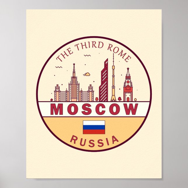 Moskau Russland Skyline Emblem Poster (Vorne)