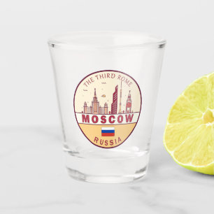 Moskau Russland Skyline Emblem Schnapsglas