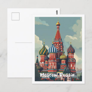 Moskau Russland Vintage Berühmter Reiseort Postkarte