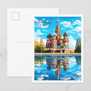 Moskau Russland Vintage-Reiseillustration Postkarte