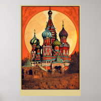 Moskau, Russland Vintage Travel Poster