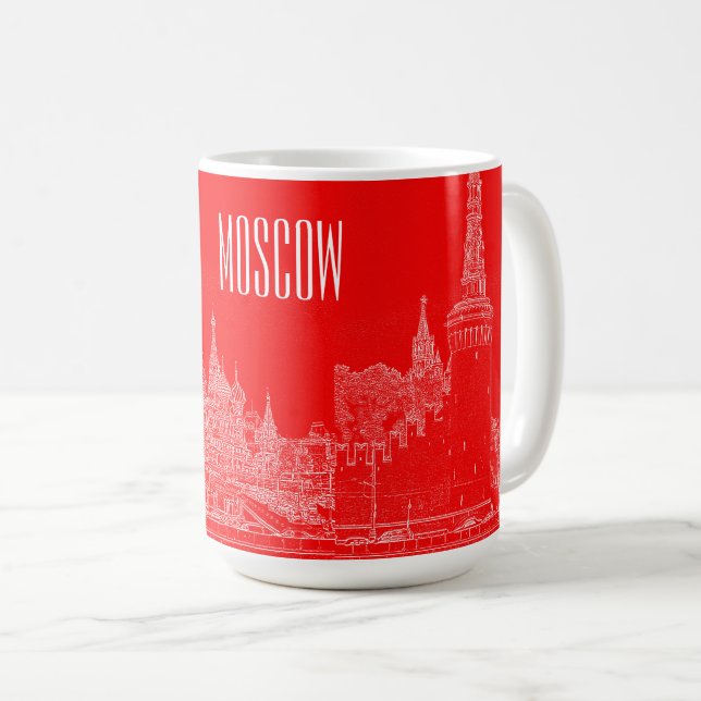 Moskau St Basil's Cathedral Roter Platz Sketch Kaffeetasse (VorderseiteRechts)