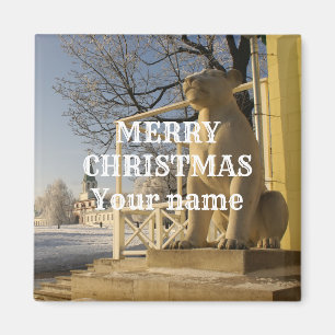 Moskau. Winter. Löwenskulptur Magnet