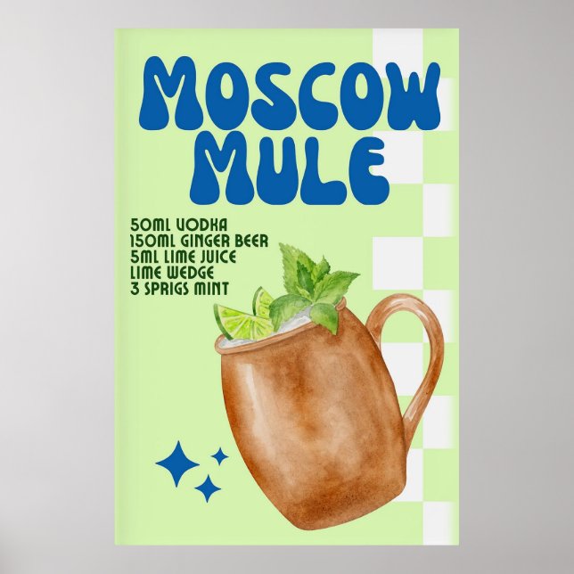 Moskauer Mule Retro Cocktail Poster (Vorne)