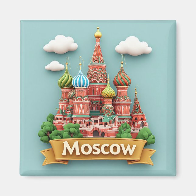 🧲 Moskauer Skyline Urlaubserinnerung Russland 🌆 Magnet (Vorne)
