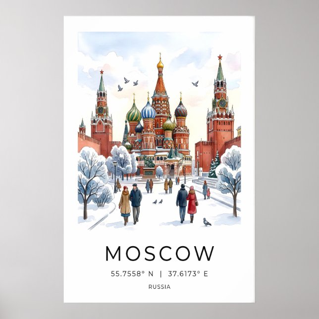 Moskauer Stadtmauer Kunst - Knackiger Wintermorgen Poster (Vorne)