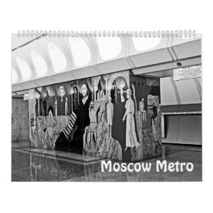Moskauer U-Bahn 12 Monate in Schwarz-Weiß Kalender