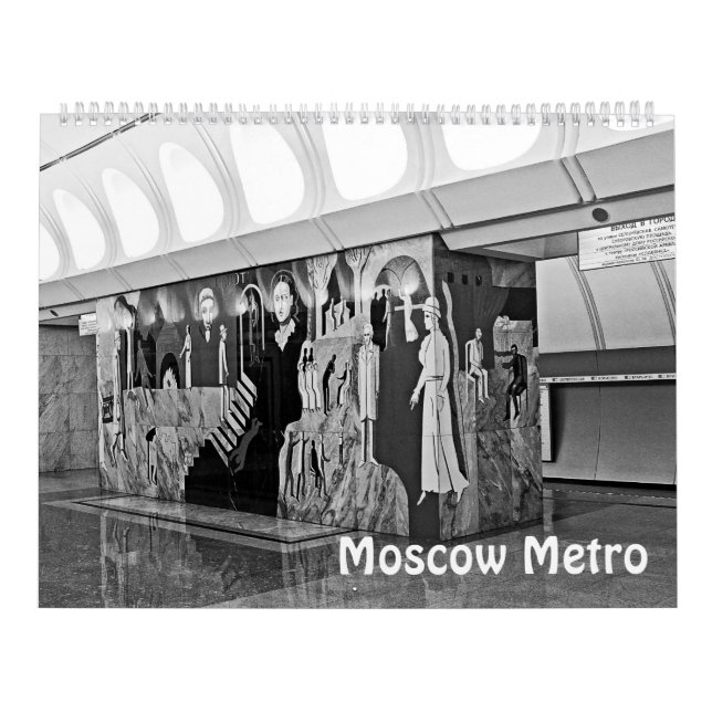 Moskauer U-Bahn 12 Monate in Schwarz-Weiß Kalender (Titelbild)