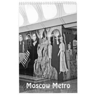 Moskauer U-Bahn 12 Monate in Schwarz-Weiß Kalender