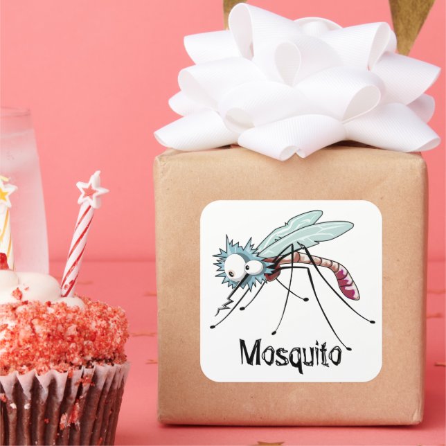 Moskito-Cartoon-Mücke Quadratischer Aufkleber (Party)