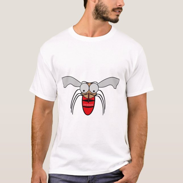 Moskito mit dem Wort Dengue auf seinem Blut gefüll T-Shirt (Vorderseite)