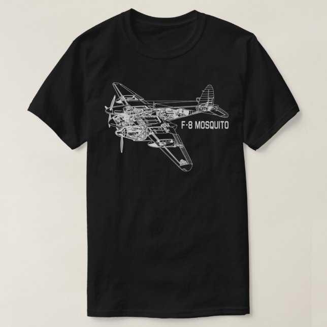 Moskito WWII Flugzeug American F8 Reconnaissance A T-Shirt (Design vorne)