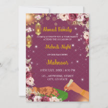 Moslem Mehndi Night Einladung, Einladung von Henna