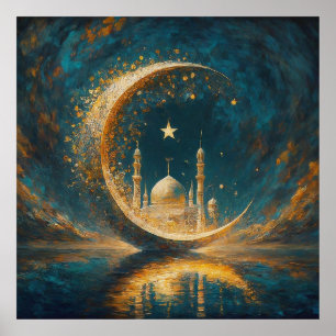 Moslem Moschee Crescent Stars Malerei Poster