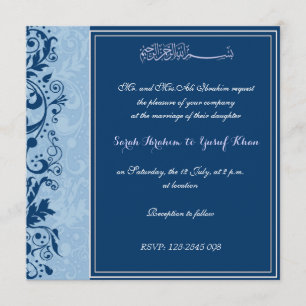 Moslemische Hochzeit des blauen Brokats Einladung