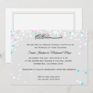 Moslemische Hochzeit des weißen Confetti Einladung