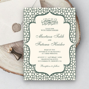 Moslemische Hochzeit mit Cream und Green Persian M Einladung
