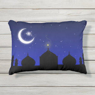 Mosque Silhouette at Night - Outdoor Pillow Kissen Für Draußen